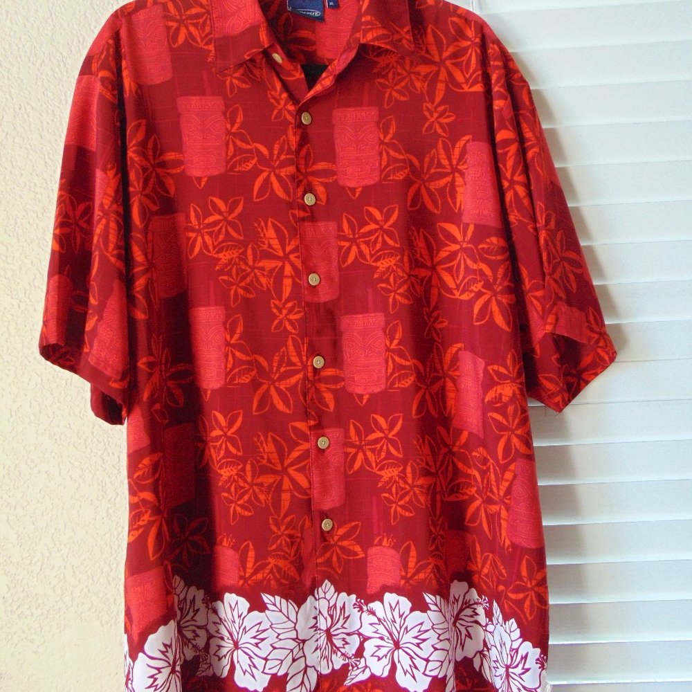 Sideout Red Hawaiian Shirt Men's XL Button Down